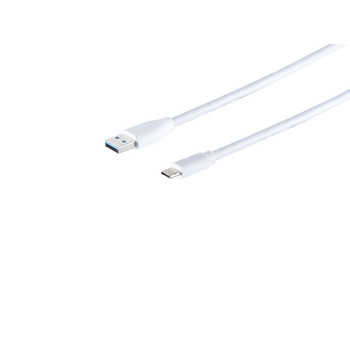 USB-A Adapterkabel, USB-C, 3.0, weiß, 1m