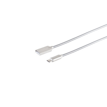 USB-A Ladekabel, USB-C, steel, silber, 1,2m