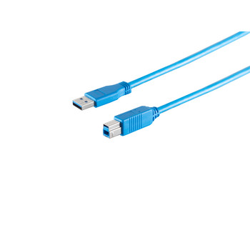 USB-A Adapterkabel, USB-B, 3.0, blau, 0,5m